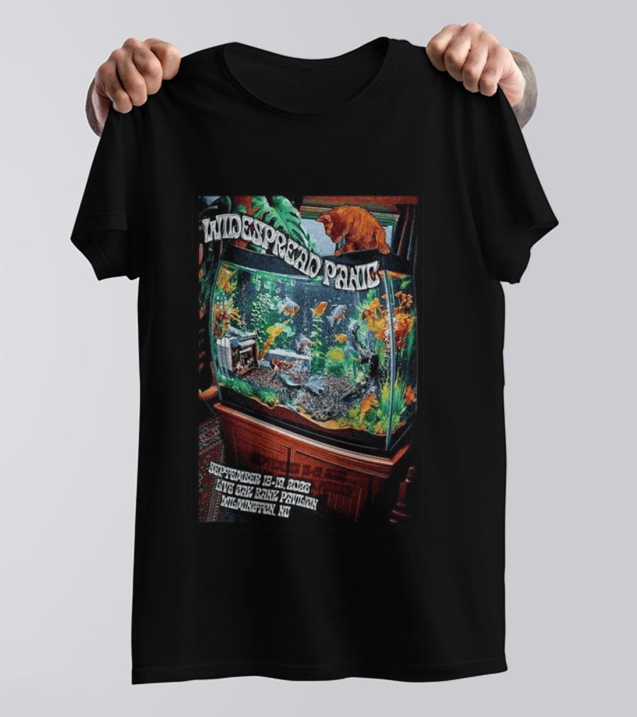 Widespread Panic Live Oak Bank Pavilion Sept 18 19 2026 Wilmington Tour Fish Tank Cat T-Shirt
