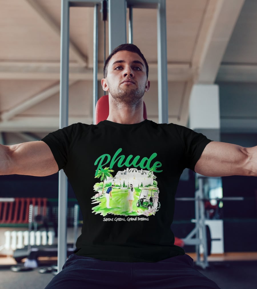 Rhude Serene Greens Grand Dreams Golf Scene Classic Polo Players And Golf Cart Mansion T-Shirt