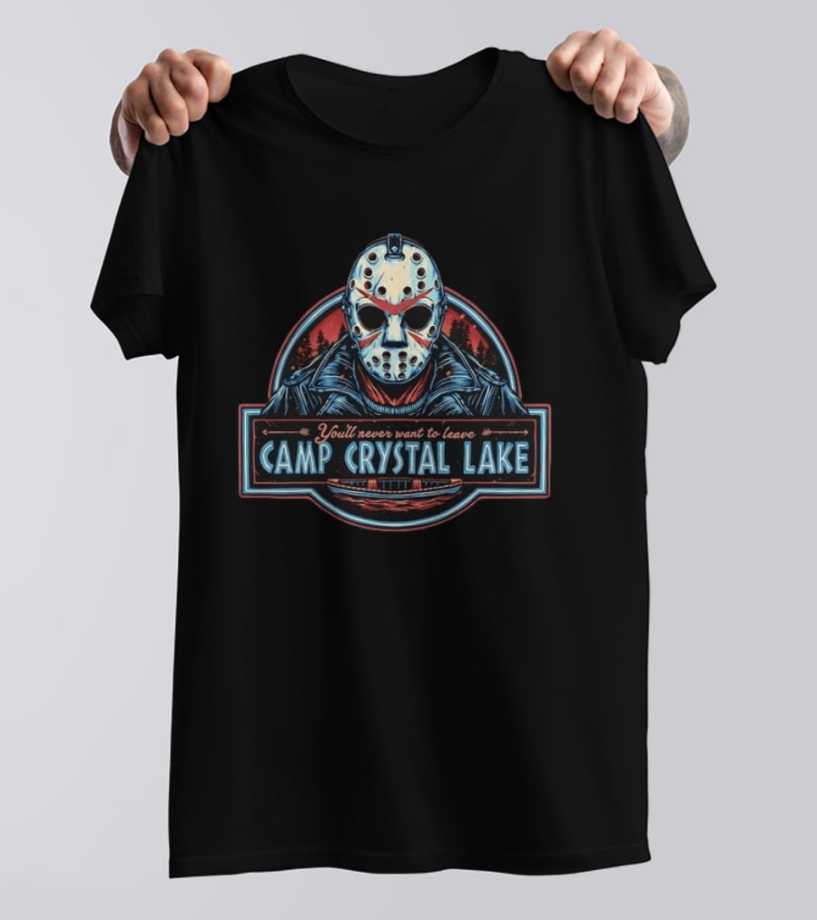 Jason Voorhees You'll Never Want To Leave Camp Crystal Lake Retro Horror T-Shirt