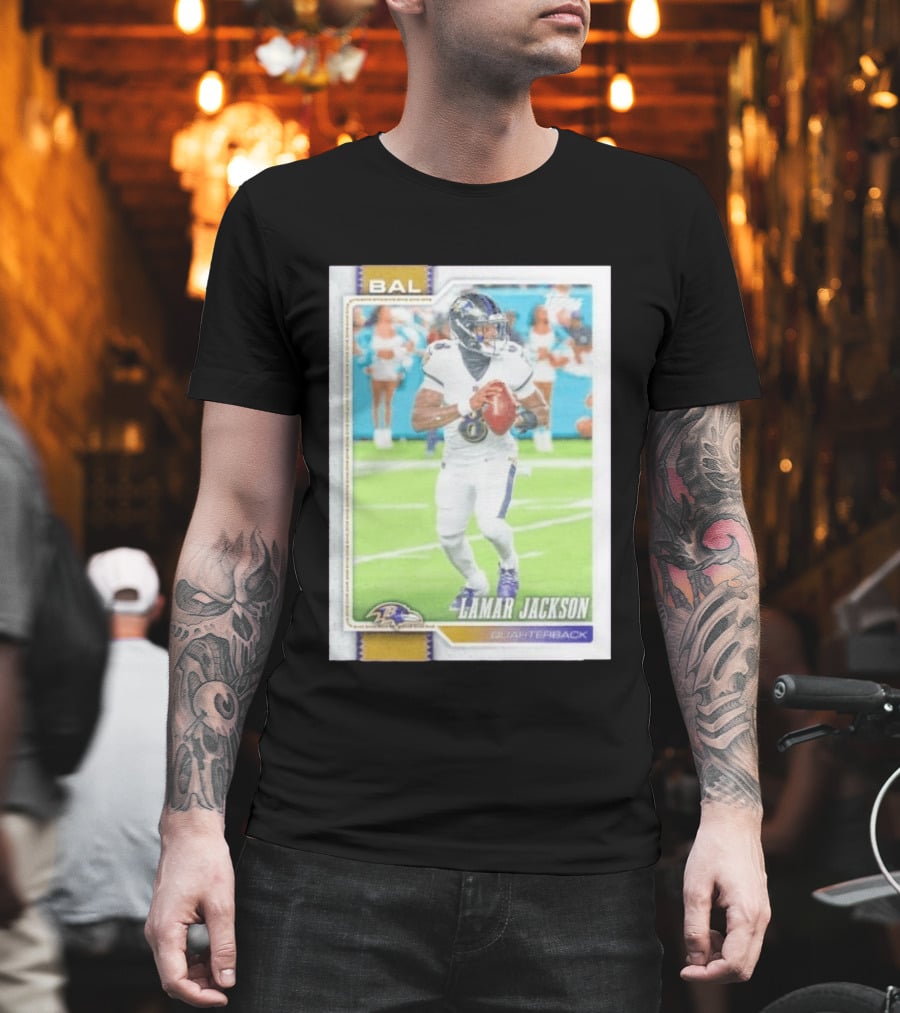 BAL Ravens Lamar Jackson No 8 Quarterback Football Card 2026 T-Shirt
