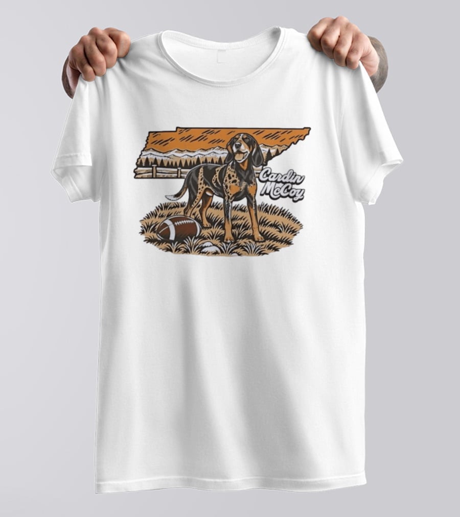 Cardin McCoy Tennessee Bluetick Coonhound Football Landscape T-Shirt