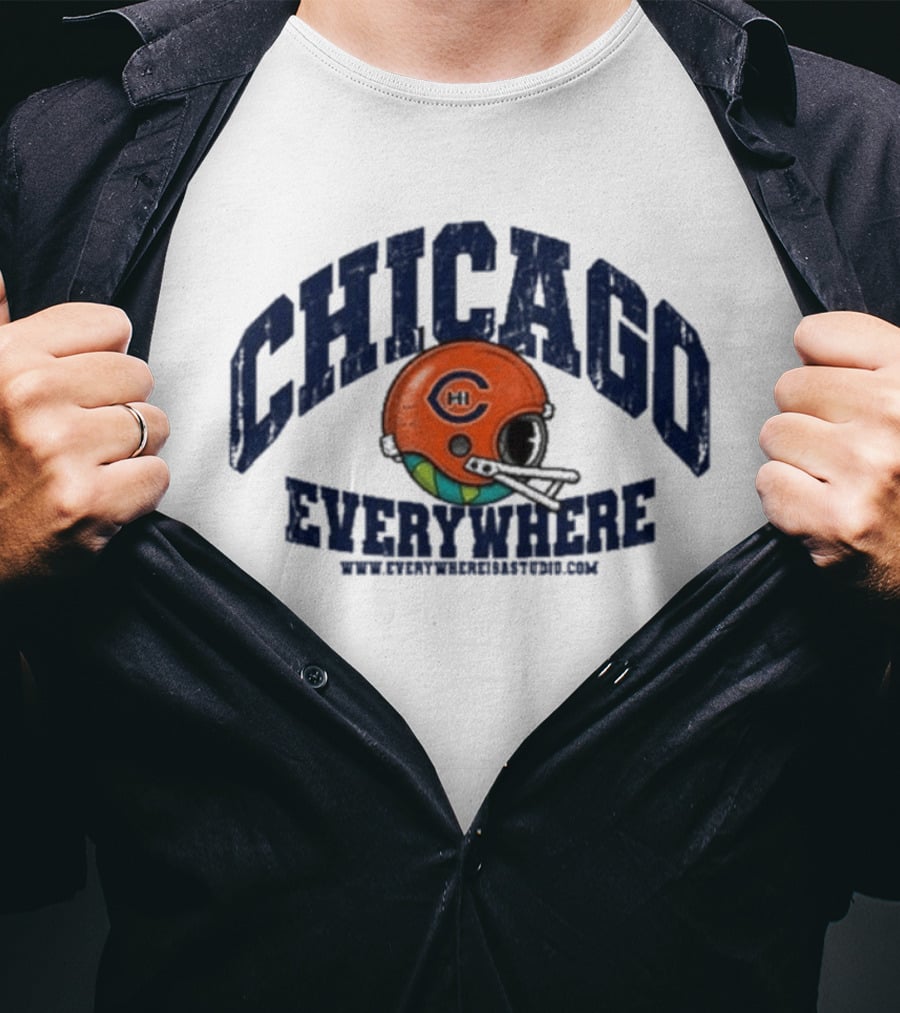 Chicago Everywhere Vintage Football Helmet 2026 T-Shirt