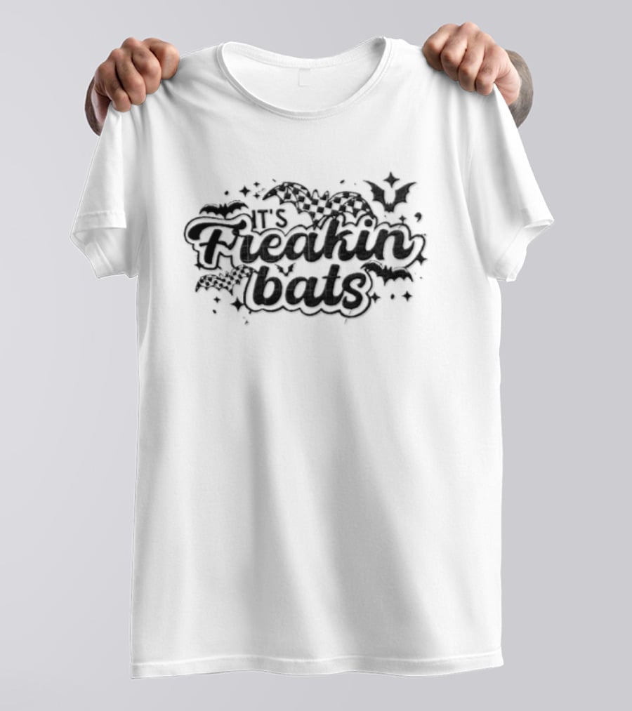 Freakin Bats Black Checkered Wings Stars Halloween T-Shirt