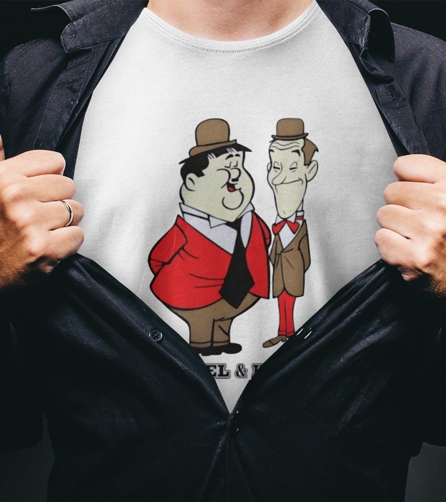 Laurel And Hardy Cartoon Style Classic Comedy T-Shirt