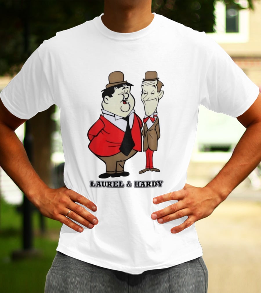 Laurel And Hardy Cartoon Style Classic Comedy T-Shirt