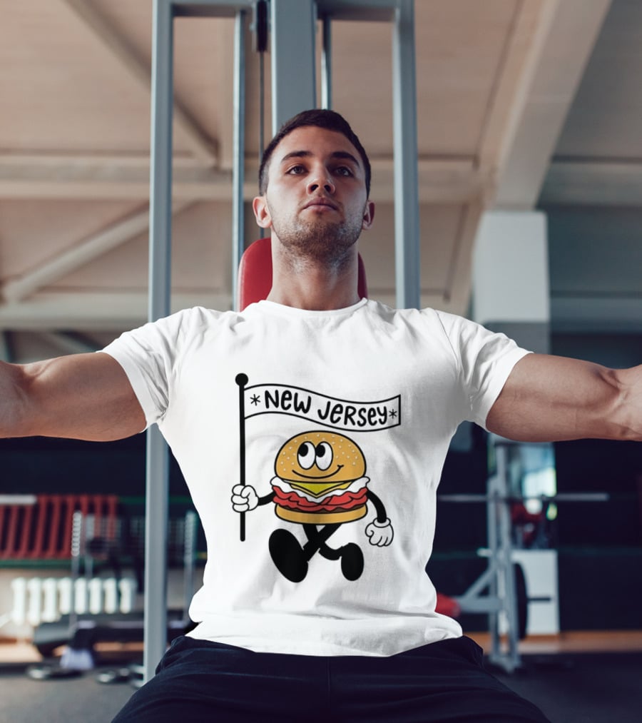 New Jersey Walking Burger Cartoon Food T-Shirt