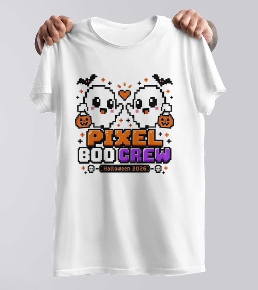 Pixel Boo Crew Halloween 2026 Ghosts Cute Pixelated Spooky Fun T-Shirt