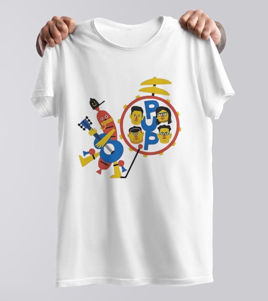 Pup Band Punk Rock Music Cartoon Characters Drums T-Shirt