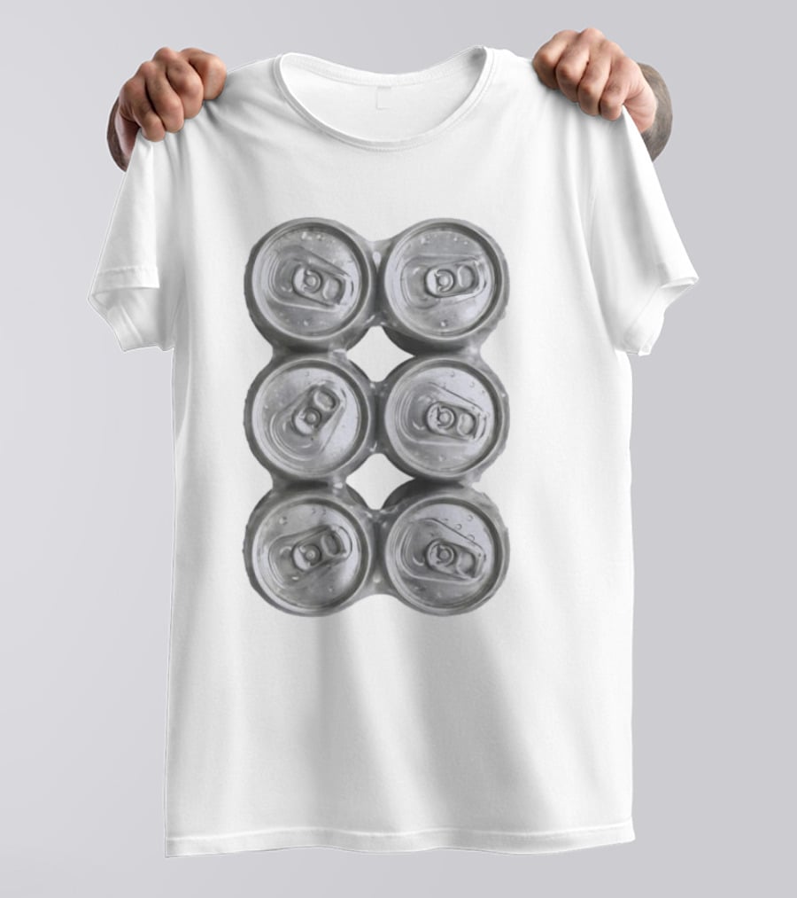 Six Pack Of Aluminum Beverage Cans Top View Realistic T-Shirt