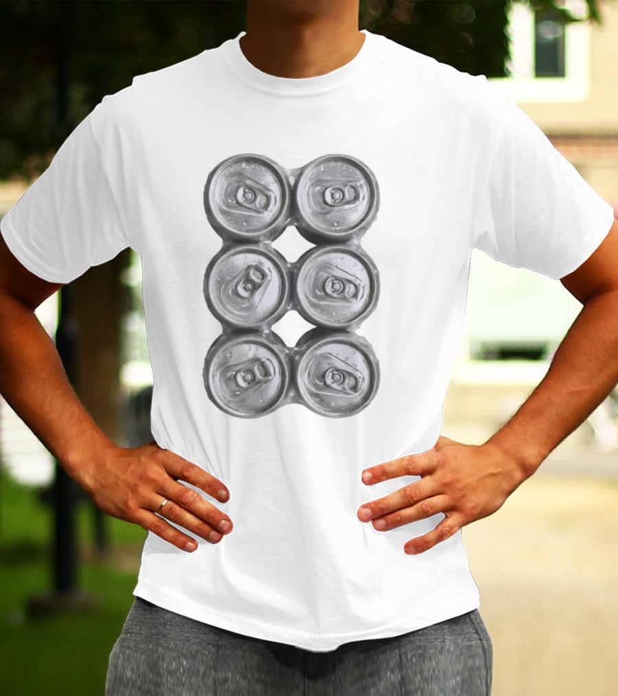 Six Pack Of Aluminum Beverage Cans Top View Realistic T-Shirt