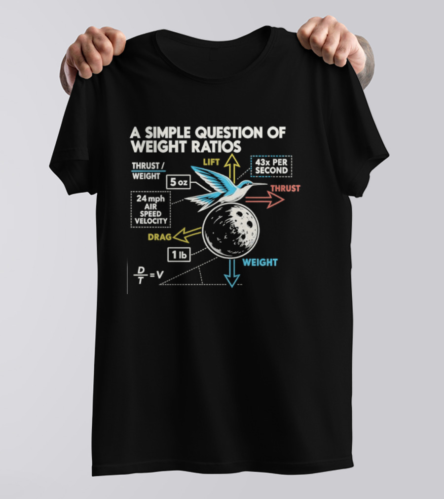 A Simple Question Of Weight Ratios Hummingbird Velocity 24 Mph Terminal Weight Ratio Formula Physics T-Shirt