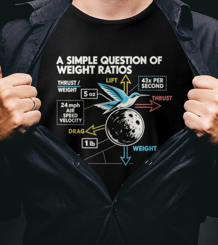 A Simple Question Of Weight Ratios Hummingbird Velocity 24 Mph Terminal Weight Ratio Formula Physics T-Shirt