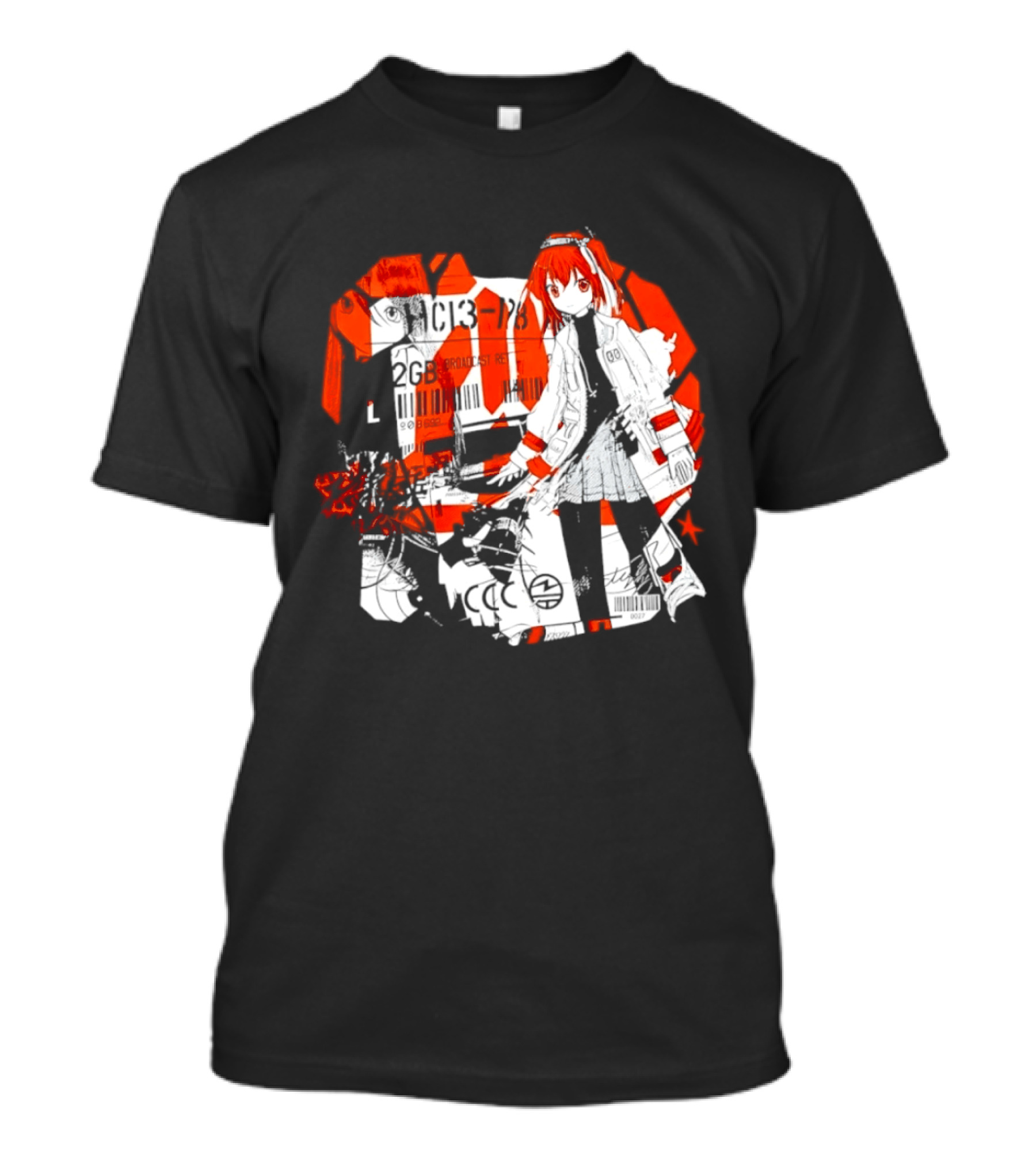 Anime Girl Broadcast Ret Cyberpunk Aesthetic Red Neon T-Shirt
