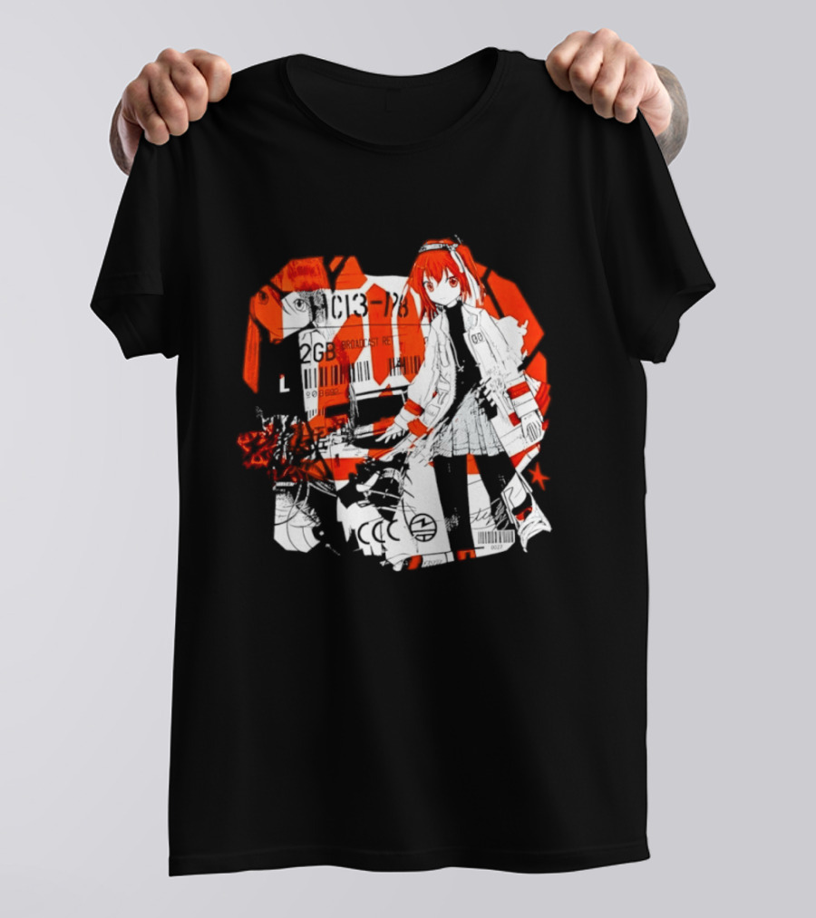 Anime Girl Broadcast Ret Cyberpunk Aesthetic Red Neon T-Shirt
