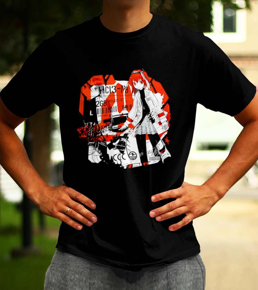 Anime Girl Broadcast Ret Cyberpunk Aesthetic Red Neon T-Shirt