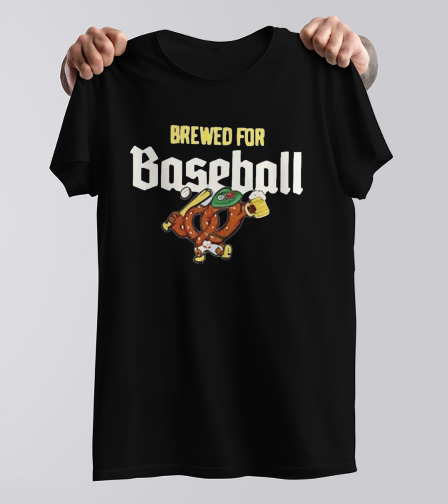Brewed For Baseball Beer Pretzel And Bat Fun Sports Drink Combo T-Shirt