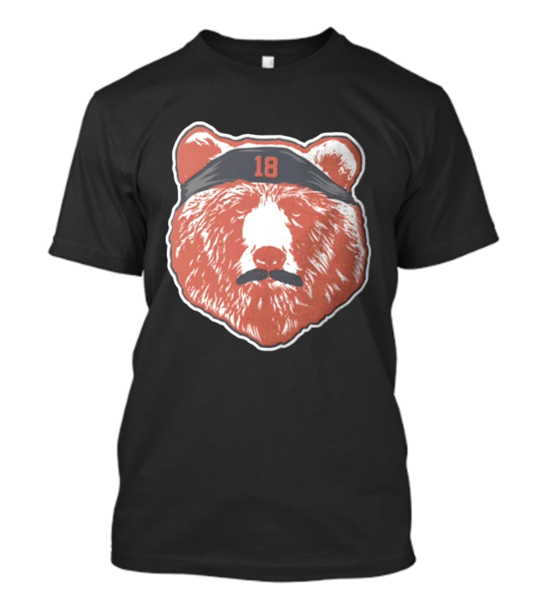 Caleb Williams Red Bear Head 18 Black Headband Mustache Chicago Bears T-Shirt