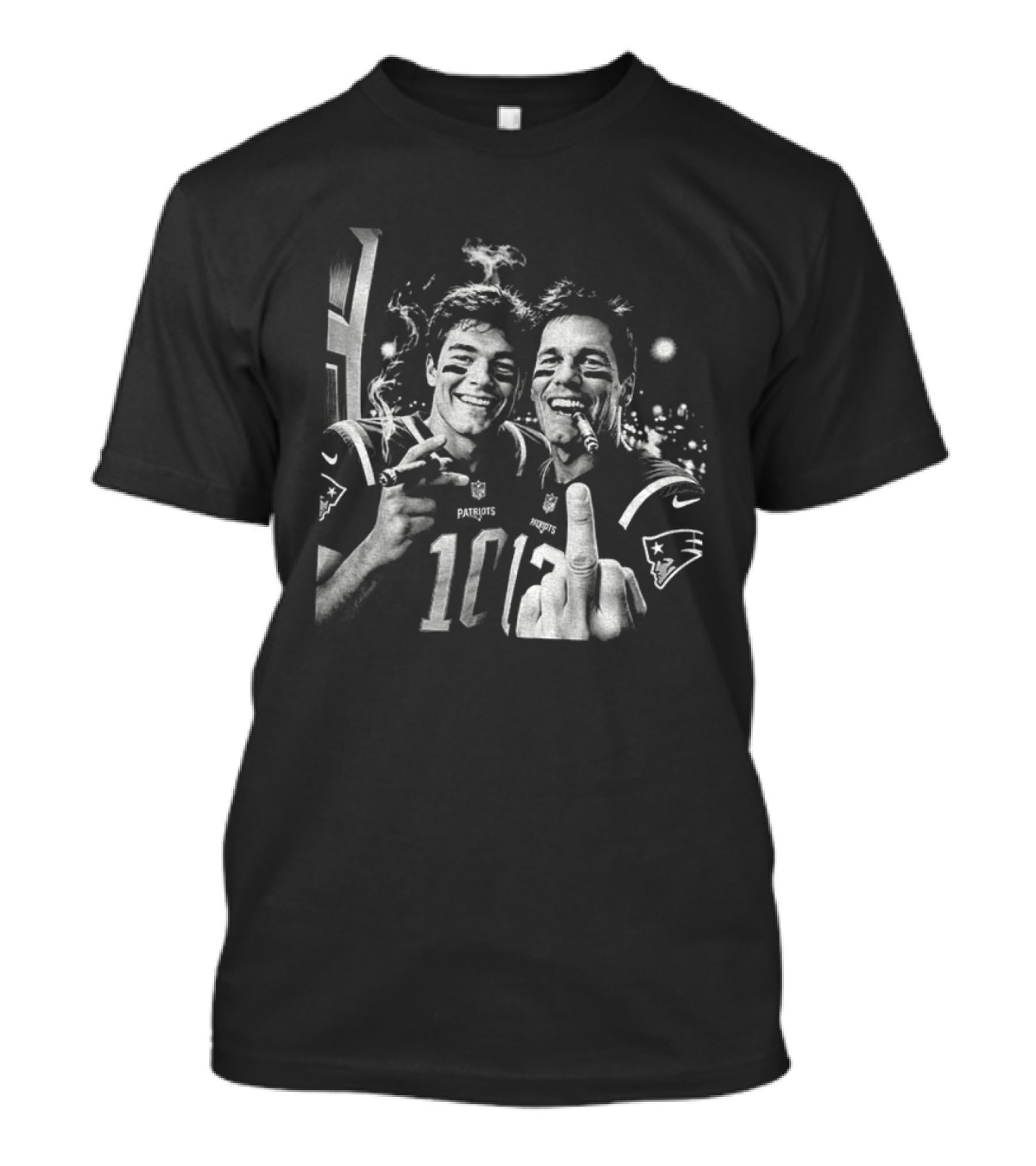 Tom Brady Drake Maye New England Patriots 90s Bootleg Cigar Football T-Shirt