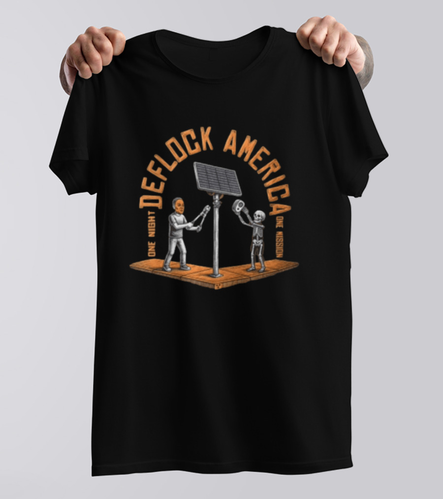Deflock America One Night One Mission Solar Skeleton Robot T-Shirt