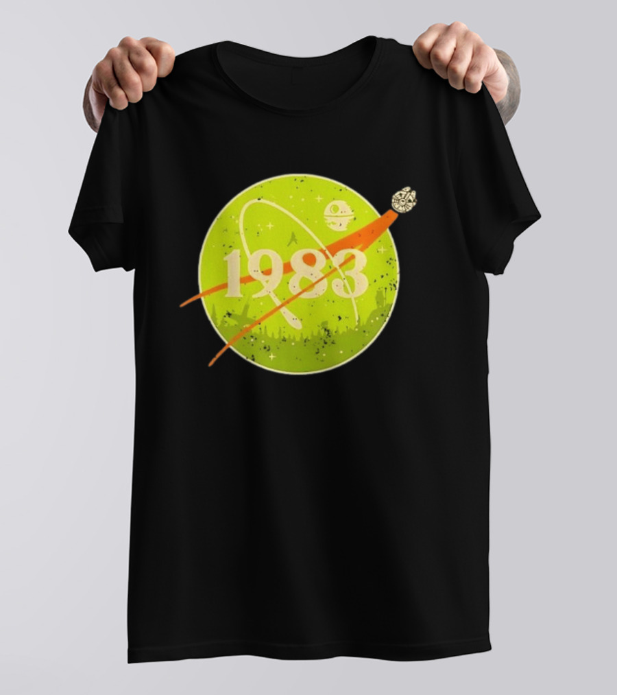 1983 Star Wars Endor Mission Distressed NASA Style Spaceship Moon T-Shirt
