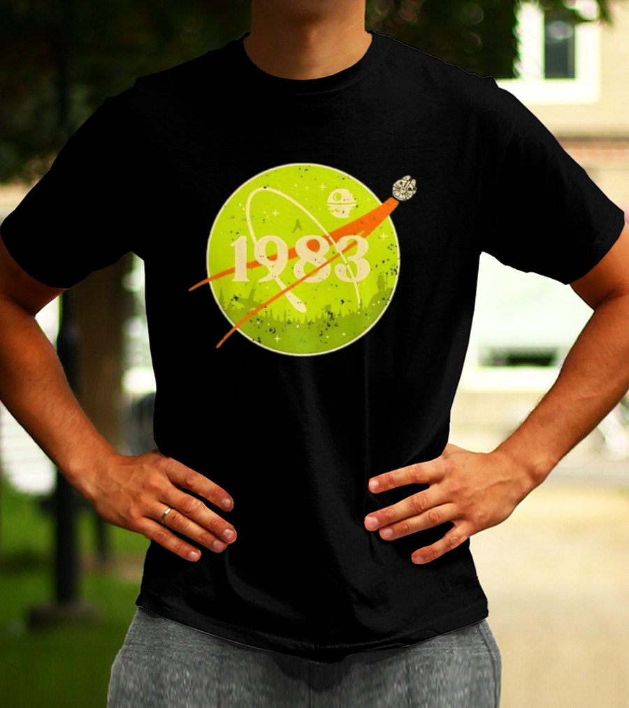 1983 Star Wars Endor Mission Distressed NASA Style Spaceship Moon T-Shirt