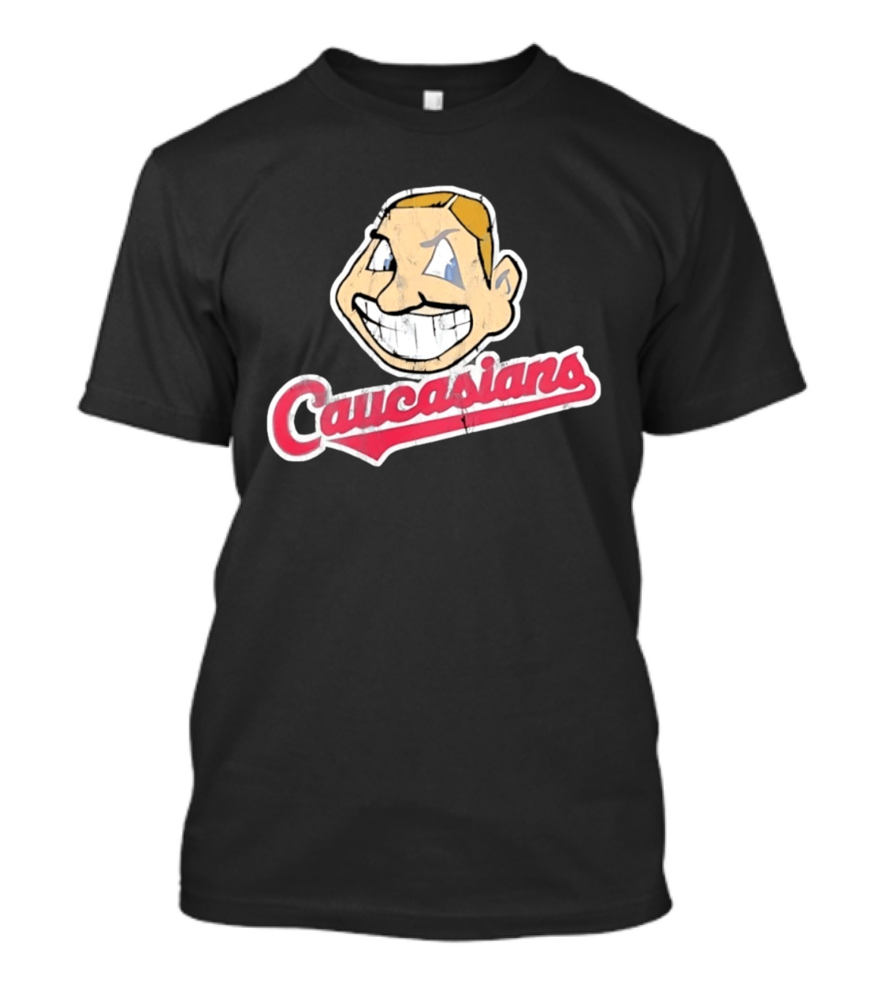 Caucasians Distressed Satire Grinning T-Shirt