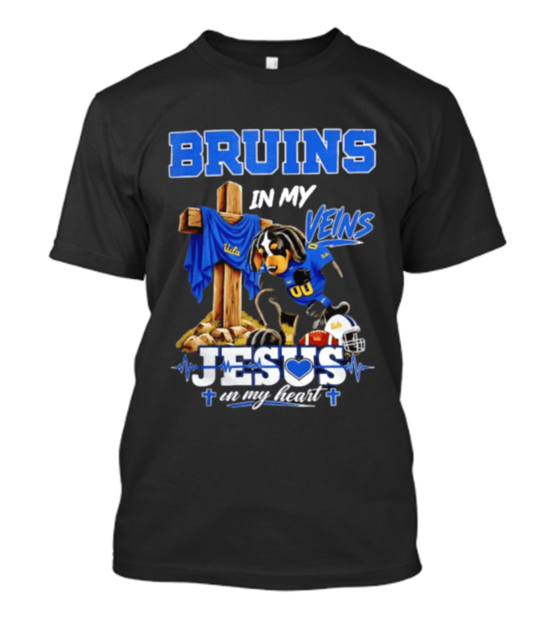 UCLA Bruins In My Veins Jesus In My Heart Faith Football T-Shirt
