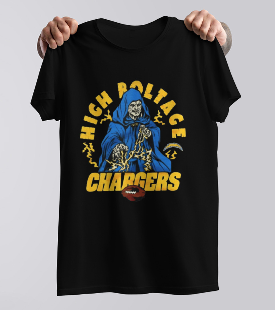 Los Angeles Chargers High Voltage Emperor Palpatine Casting Lightning Bolts T-Shirt