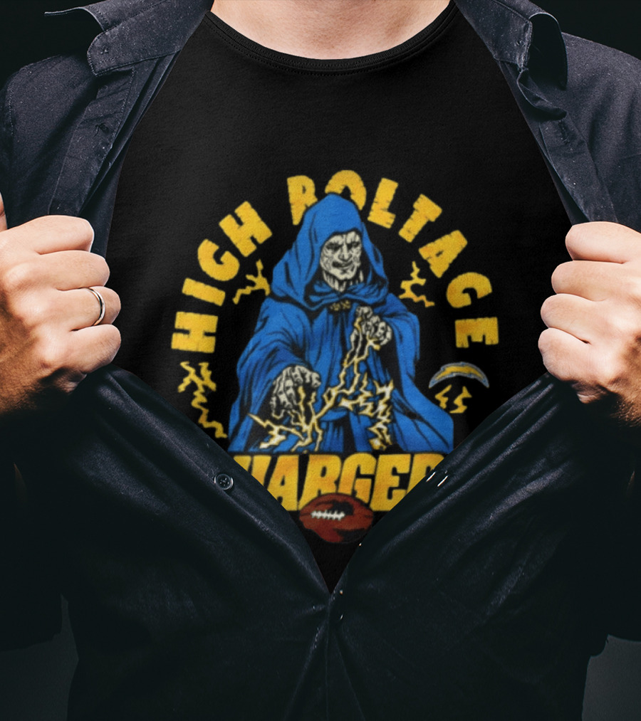 Los Angeles Chargers High Voltage Emperor Palpatine Casting Lightning Bolts T-Shirt