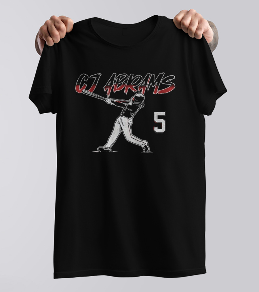Washington Nationals MLB CJ Abrams 5 Swinging Baseball Player T-Shirt