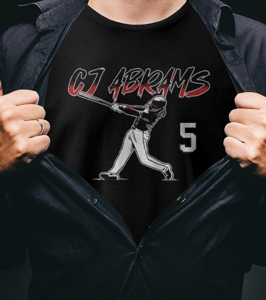 Washington Nationals MLB CJ Abrams 5 Swinging Baseball Player T-Shirt