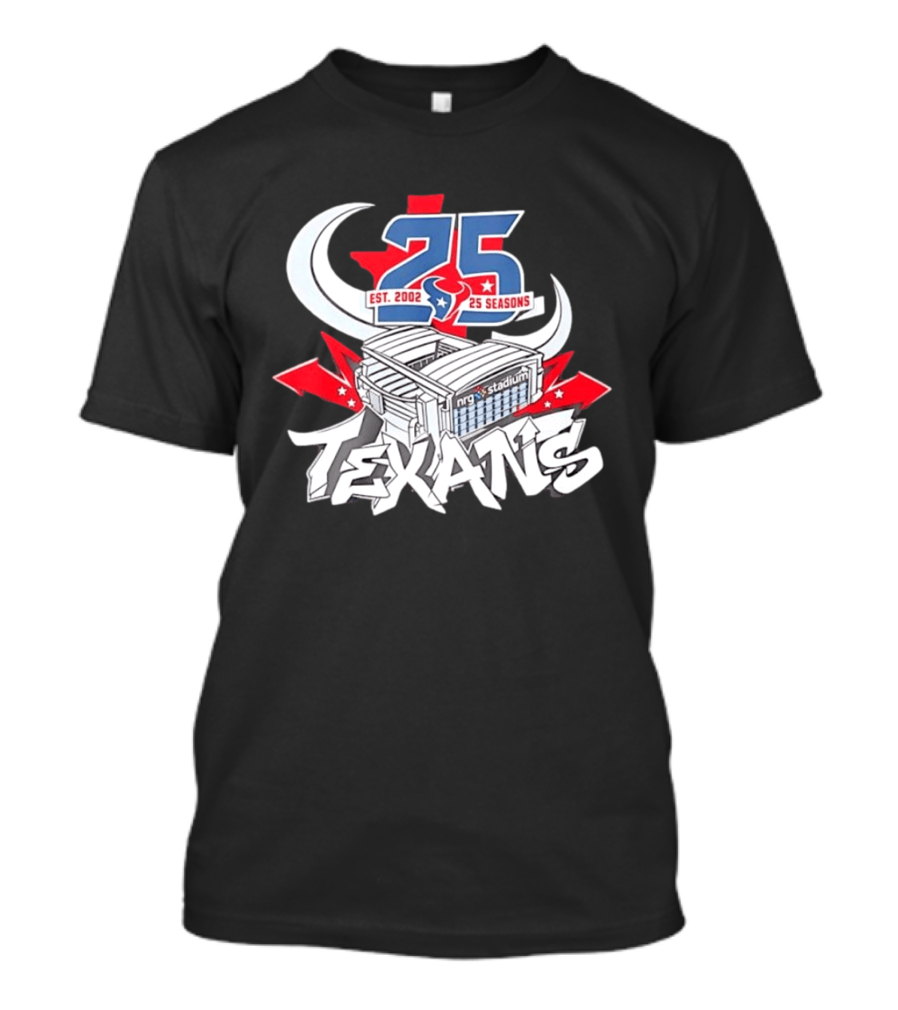 Houston Texans Est. 2002 25 Seasons NRG Stadium Anniversary T-Shirt