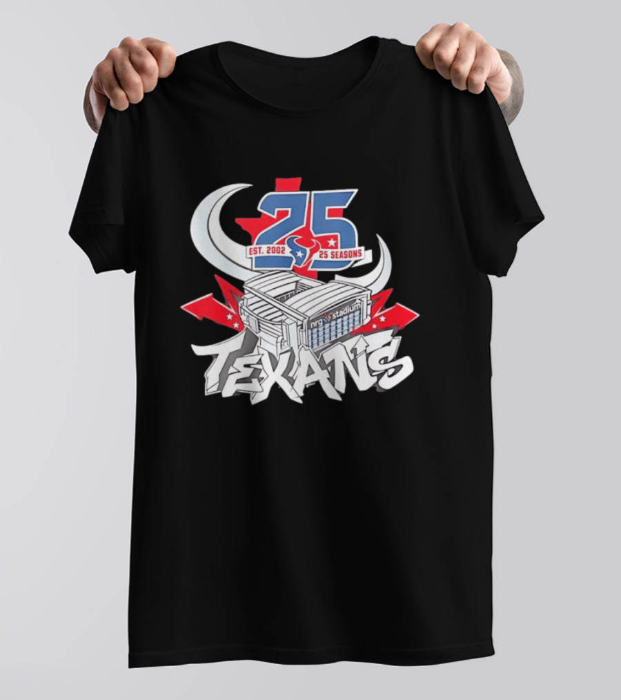 Houston Texans Est. 2002 25 Seasons NRG Stadium Anniversary T-Shirt