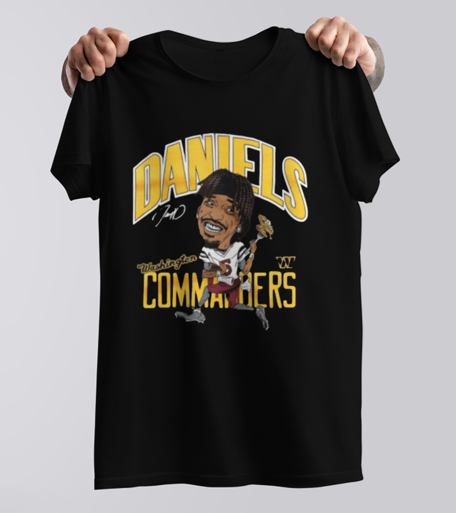 Daniels 7 Washington Commanders Caricature Player Holding Waffle Fork T-Shirt