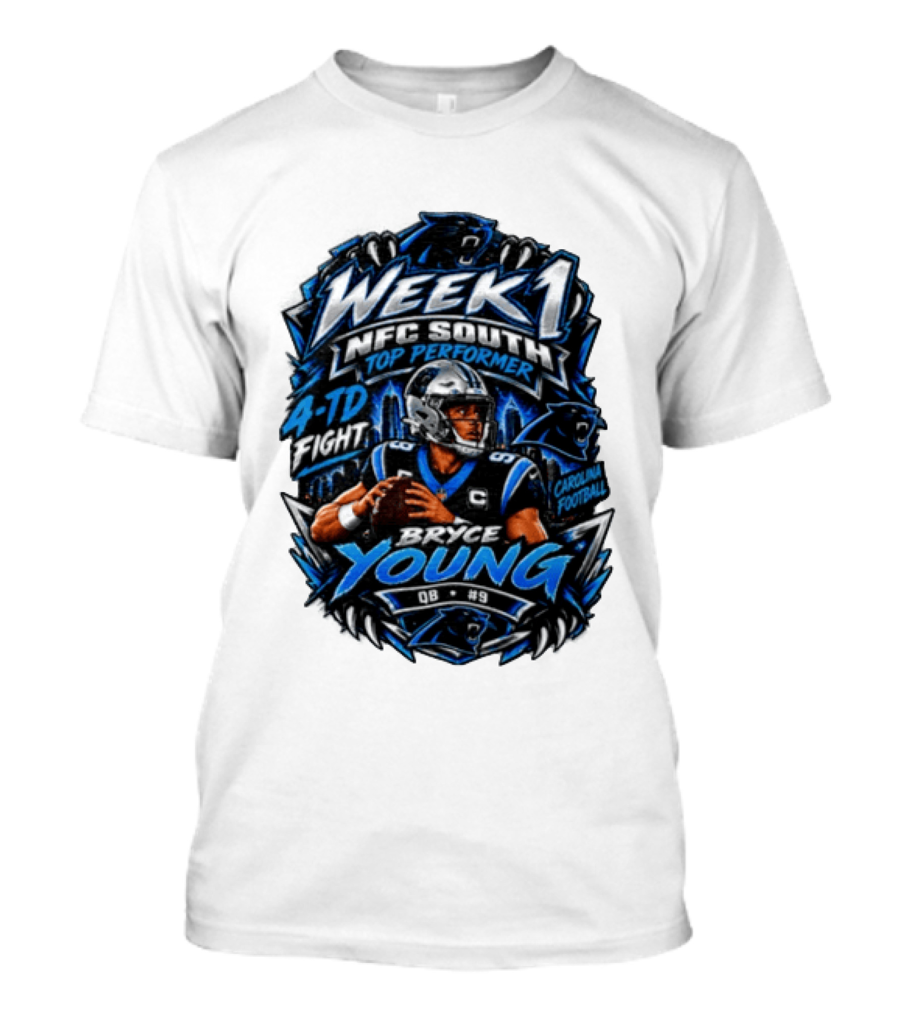 Week 1 NFC South Top Performer Bryce Young 4 TD Fight Carolina Football T-Shirt