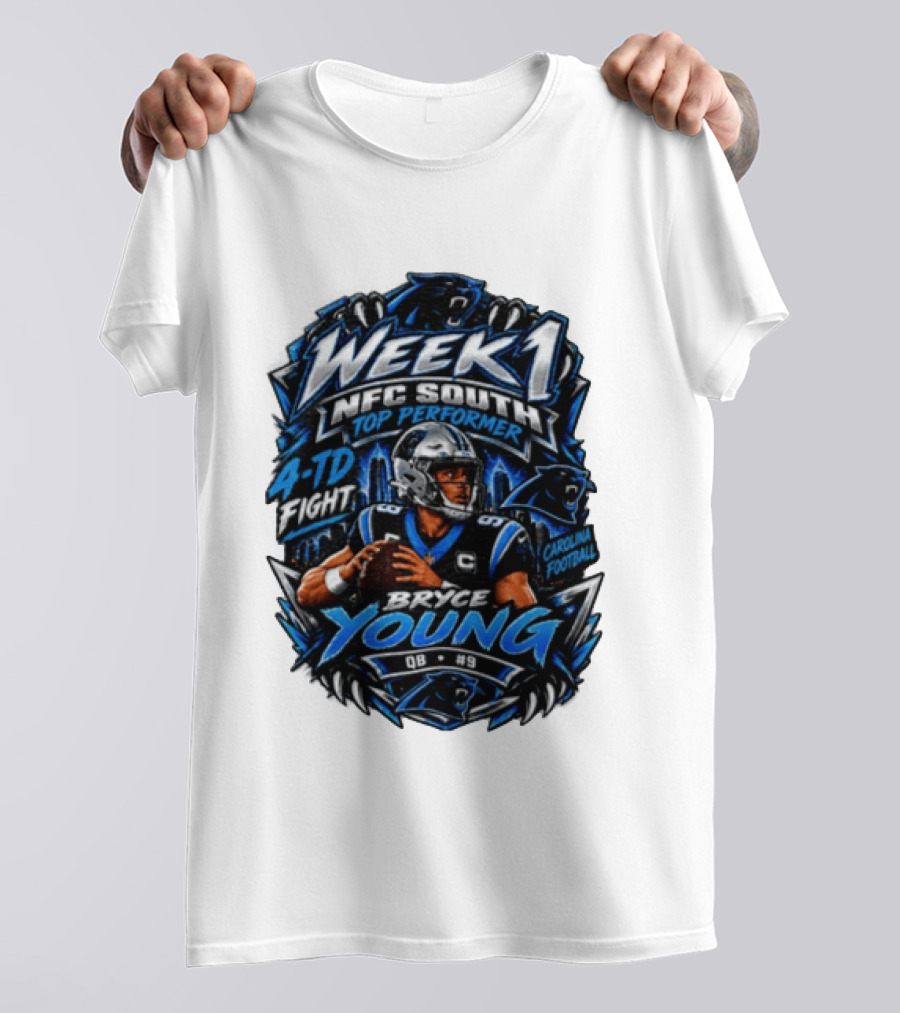 Week 1 NFC South Top Performer Bryce Young 4 TD Fight Carolina Football T-Shirt