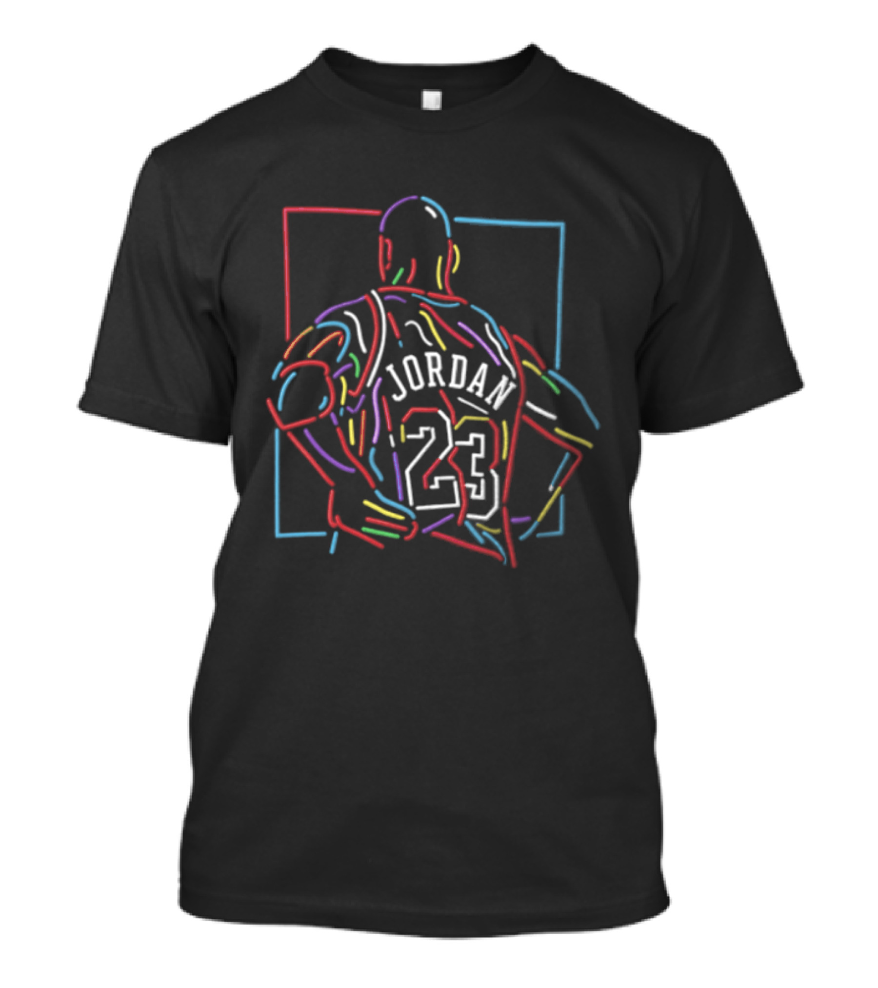Michael Jordan 23 Neon Line Art Basketball Player Retro NBA T-Shirt