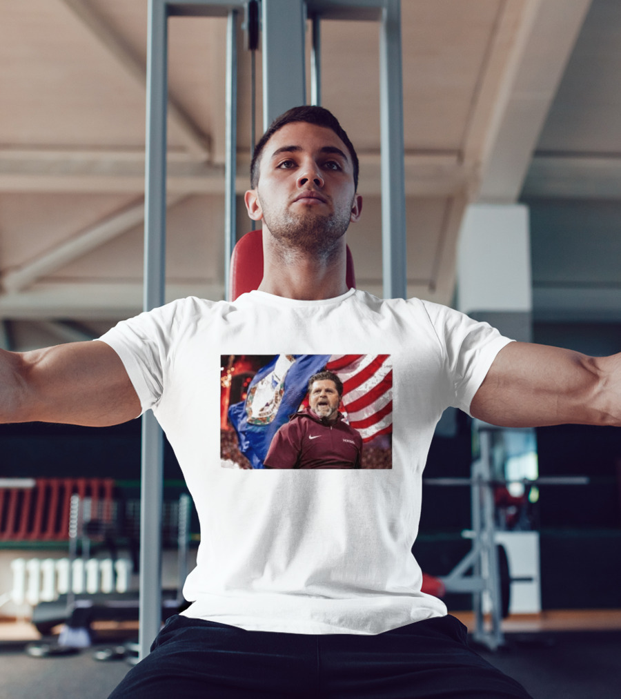 Virginia Tech Hokies Coach Brent Pry With Flags T-Shirt