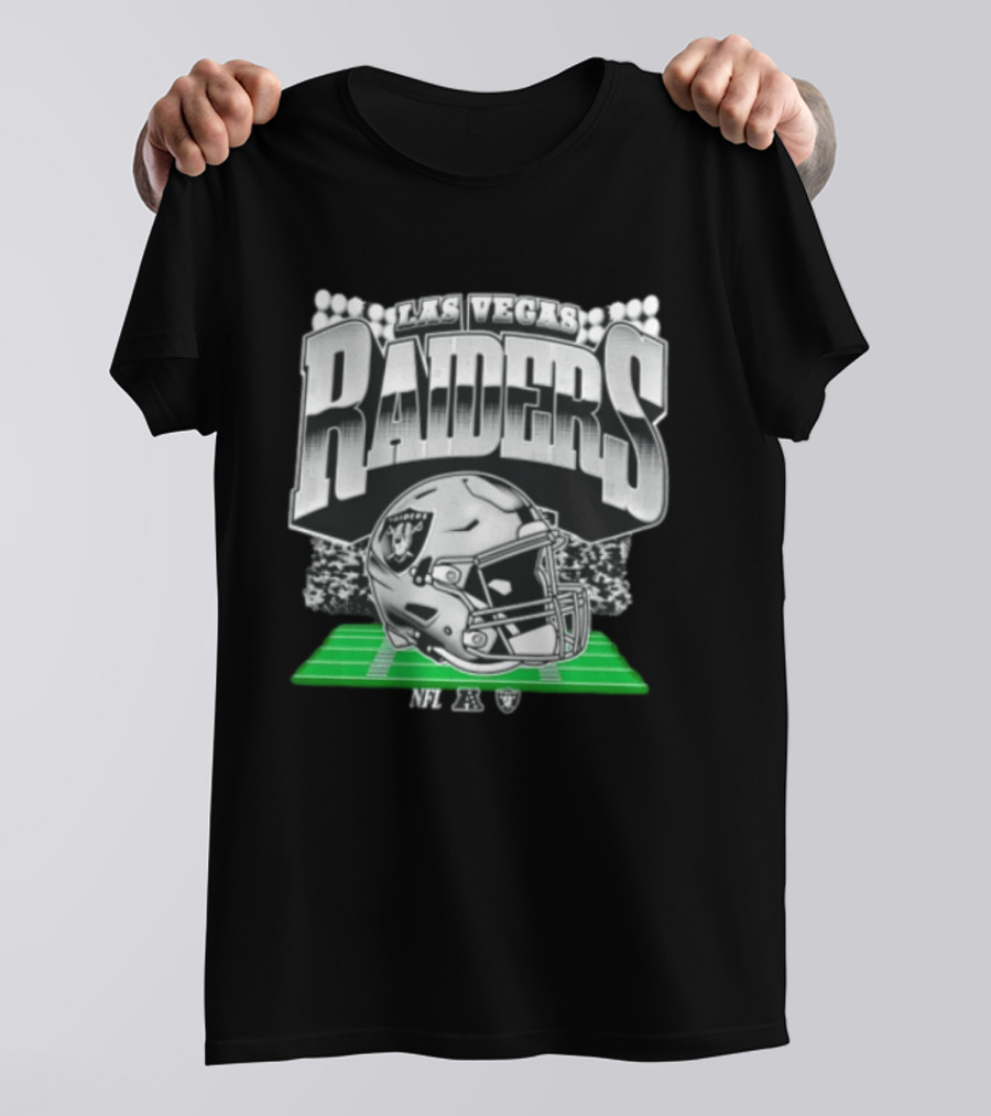 Las Vegas Raiders Football Helmet Stadium Field Lights NFL AFC T-Shirt