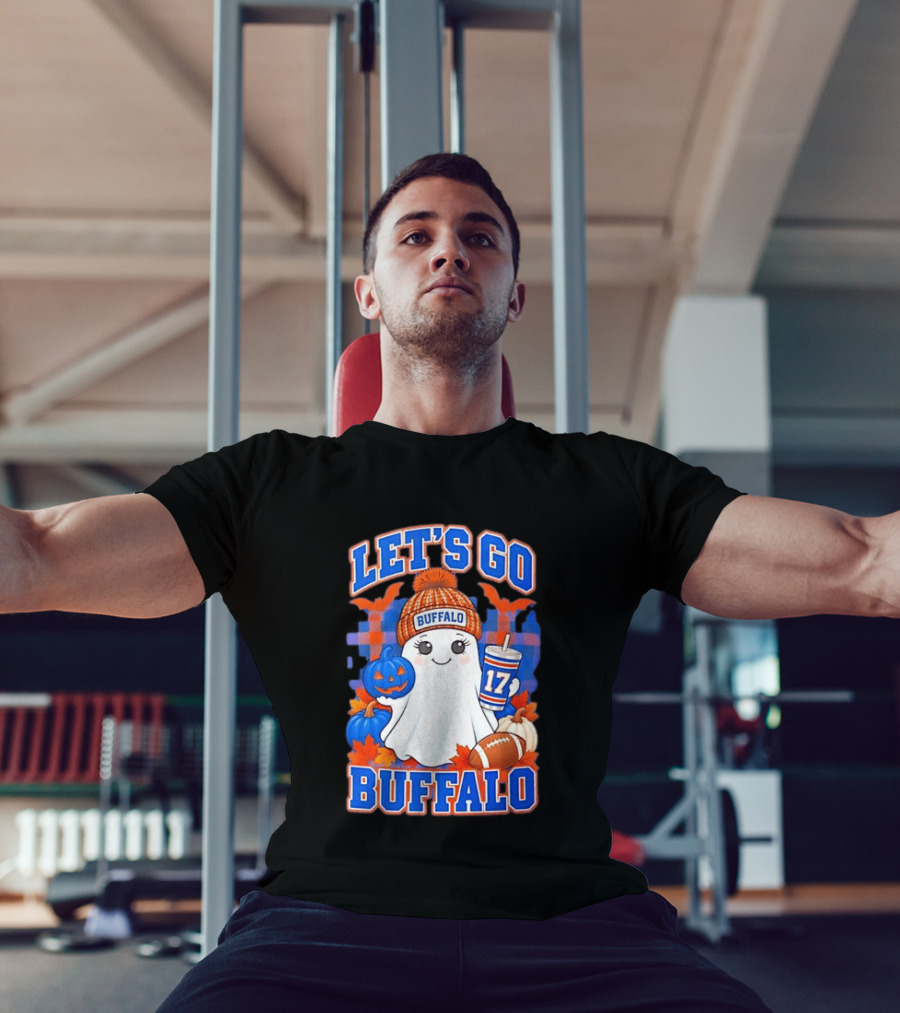 Let's Go Buffalo Ghost 17 Halloween Football Pumpkin Leaves T-Shirt