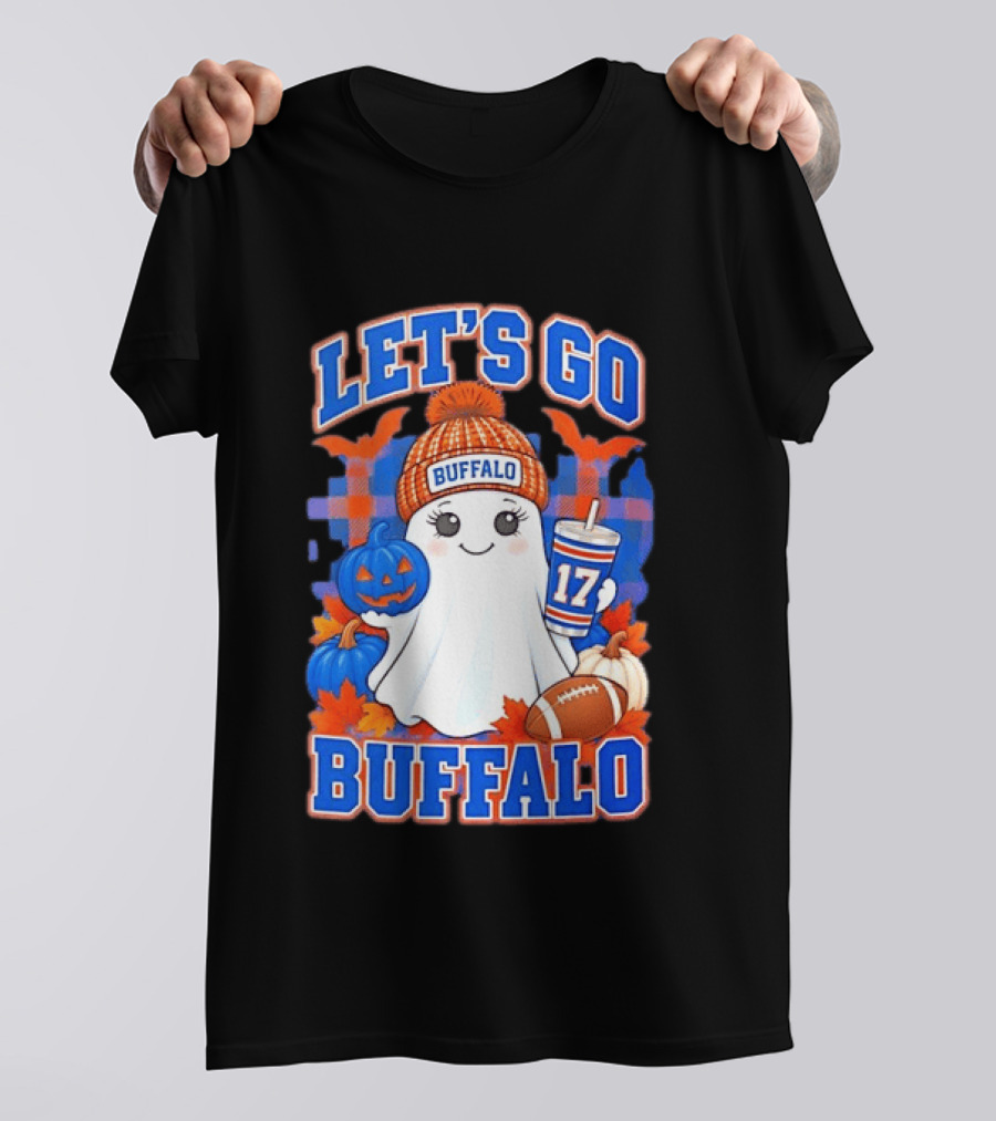 Let's Go Buffalo Ghost 17 Halloween Football Pumpkin Leaves T-Shirt
