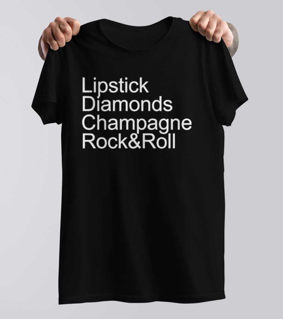 Lipstick Diamonds Champagne Rock & Roll T-Shirt