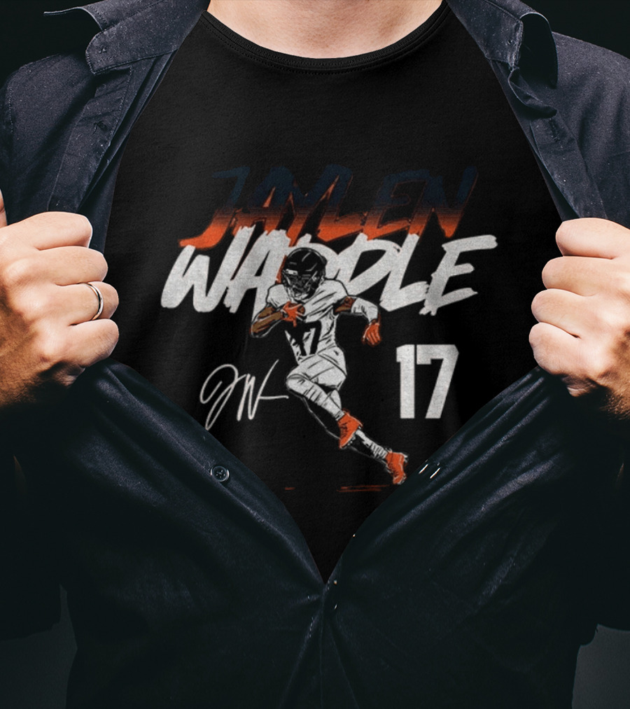 Miami Dolphins Jaylen Waddle 17 Signature Football T-Shirt
