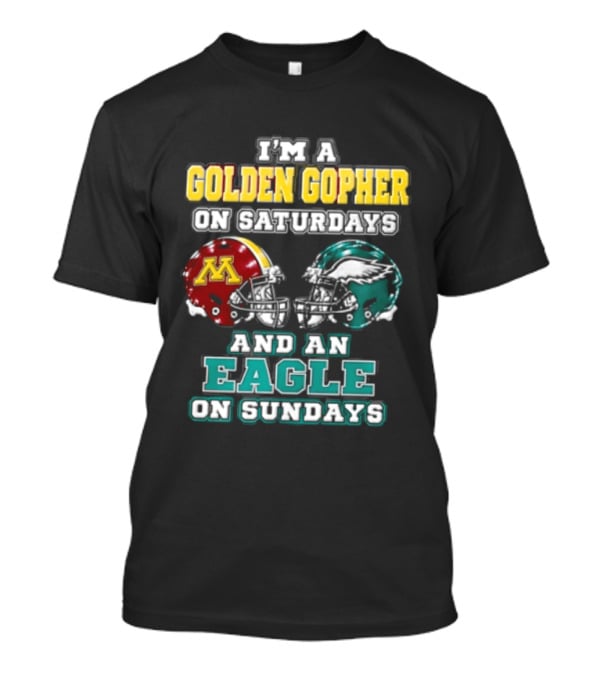 Golden Gopher On Saturdays Eagle On Sundays Helmets T-Shirt