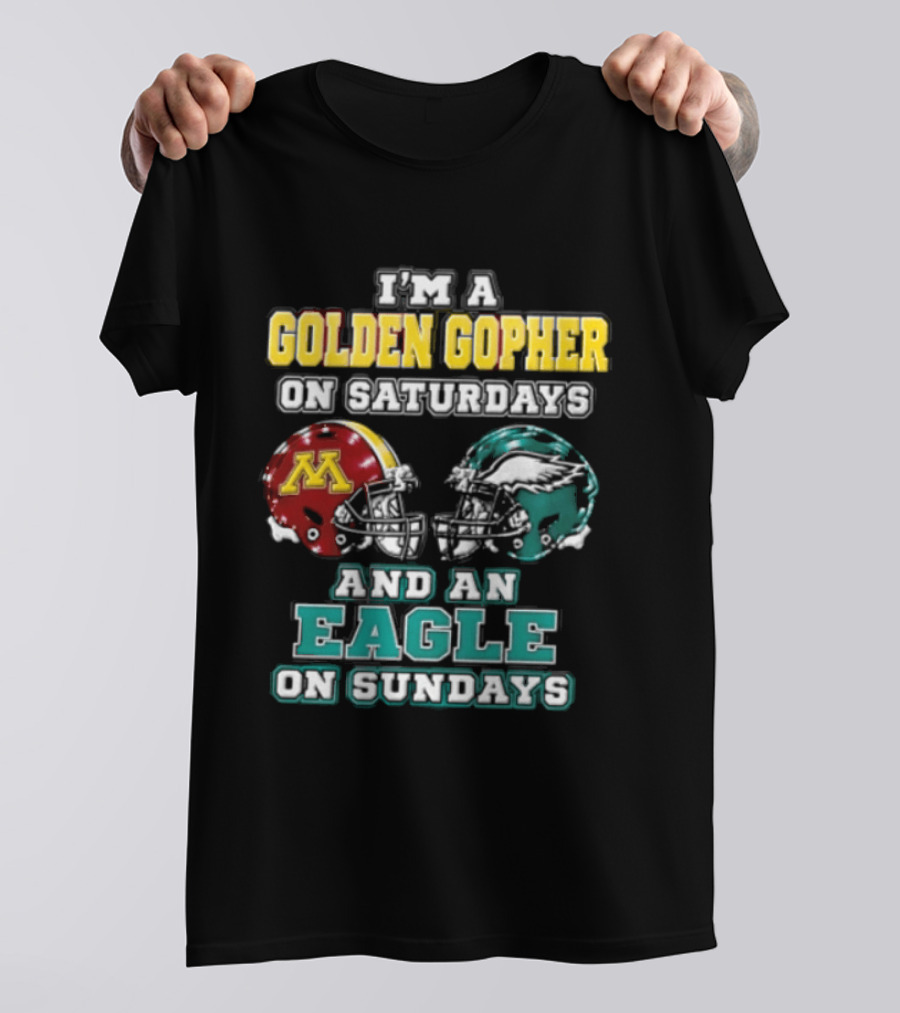 Golden Gopher On Saturdays Eagle On Sundays Helmets T-Shirt