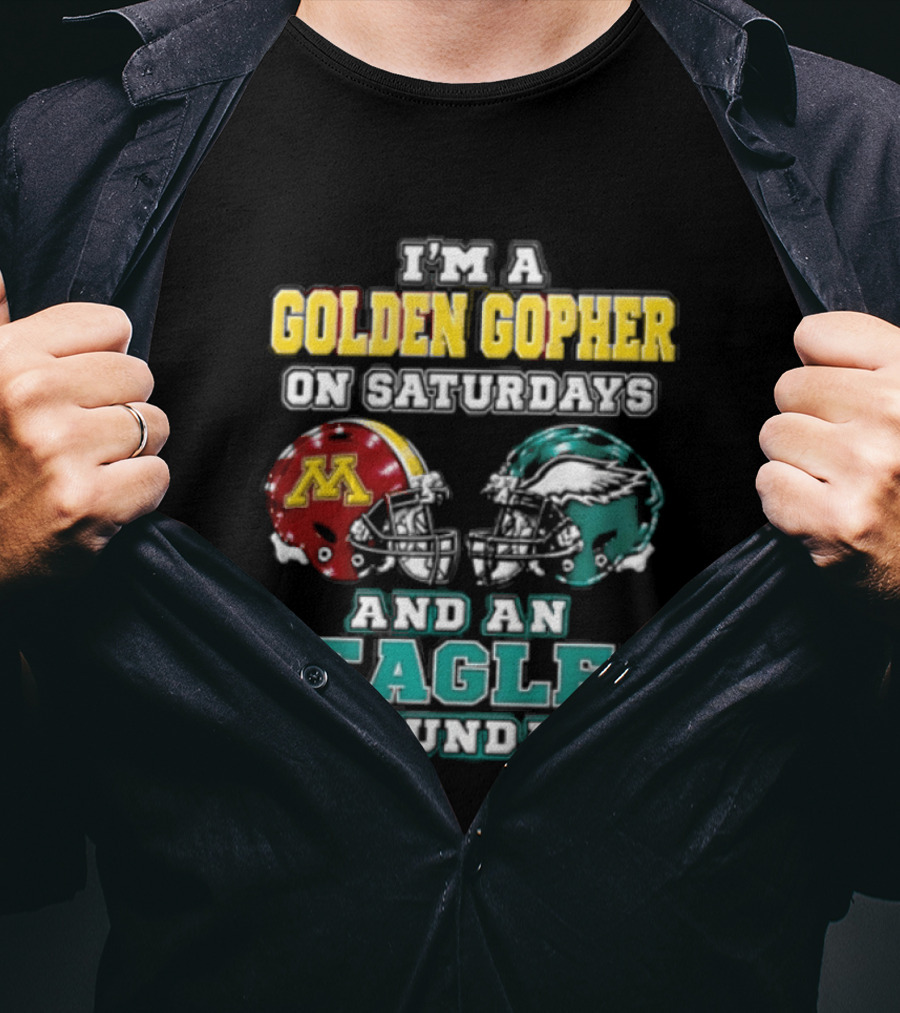 Golden Gopher On Saturdays Eagle On Sundays Helmets T-Shirt