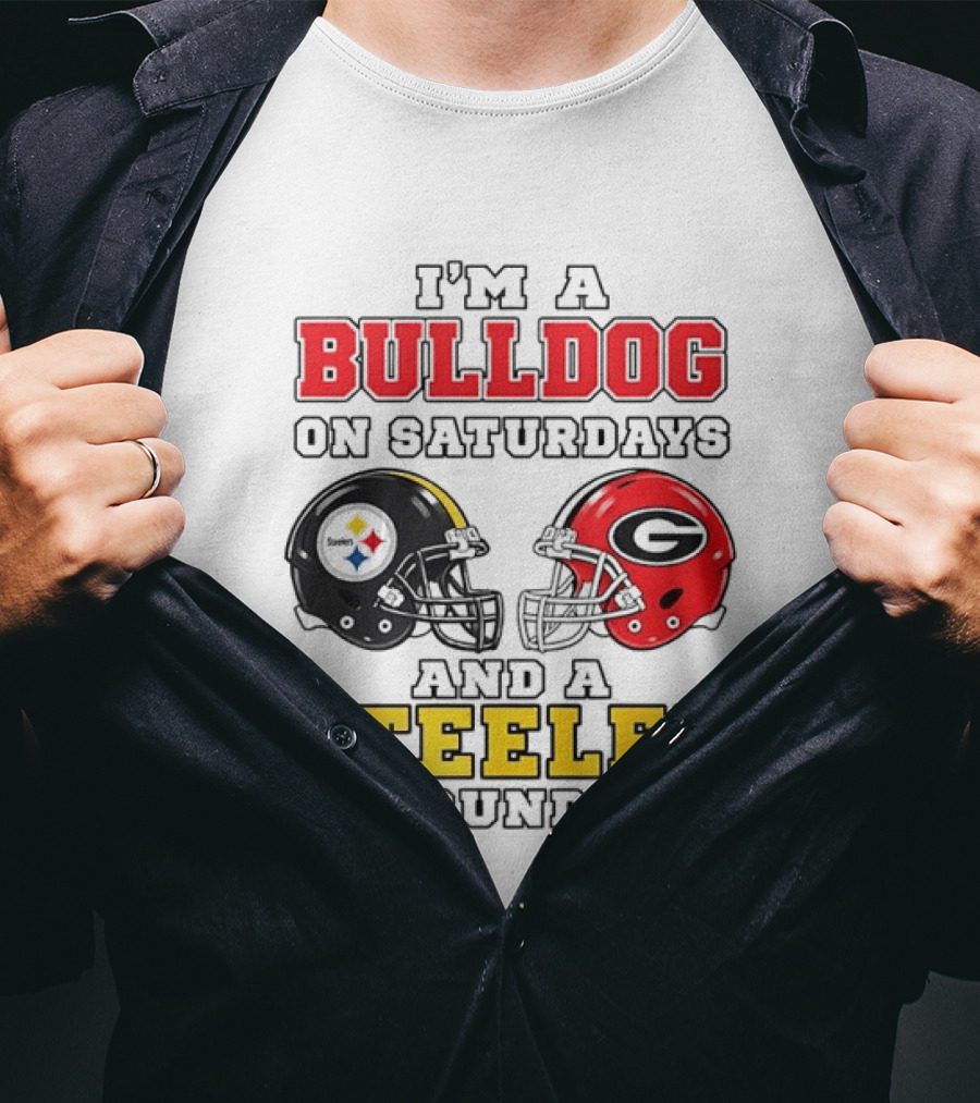 I'm A Bulldog On Saturdays And A Steeler On Sundays Football Helmets T-Shirt