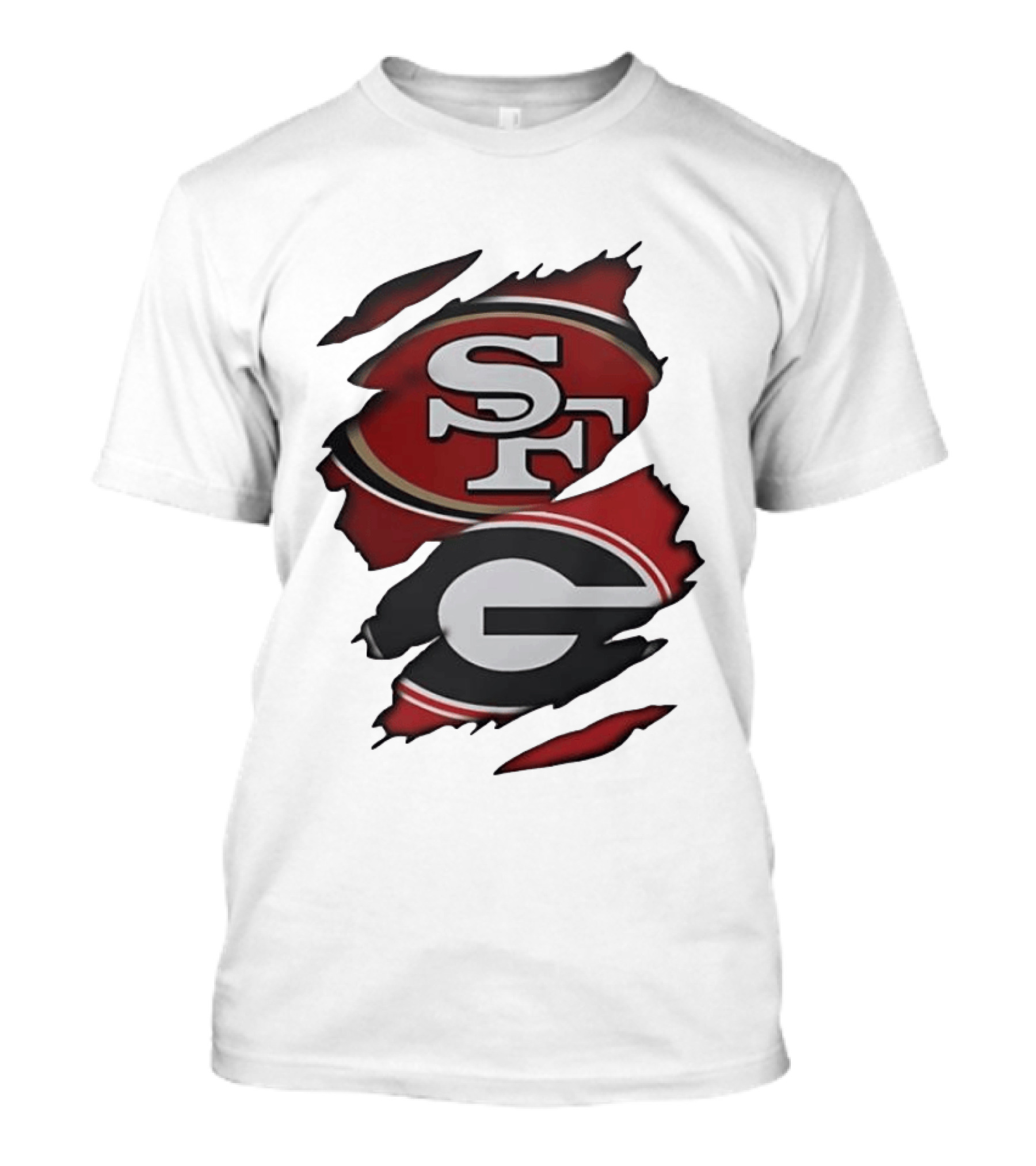 San Francisco 49ers Georgia Bulldogs Torn Fabric T-Shirt