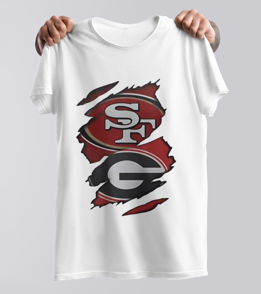 San Francisco 49ers Georgia Bulldogs Torn Fabric T-Shirt