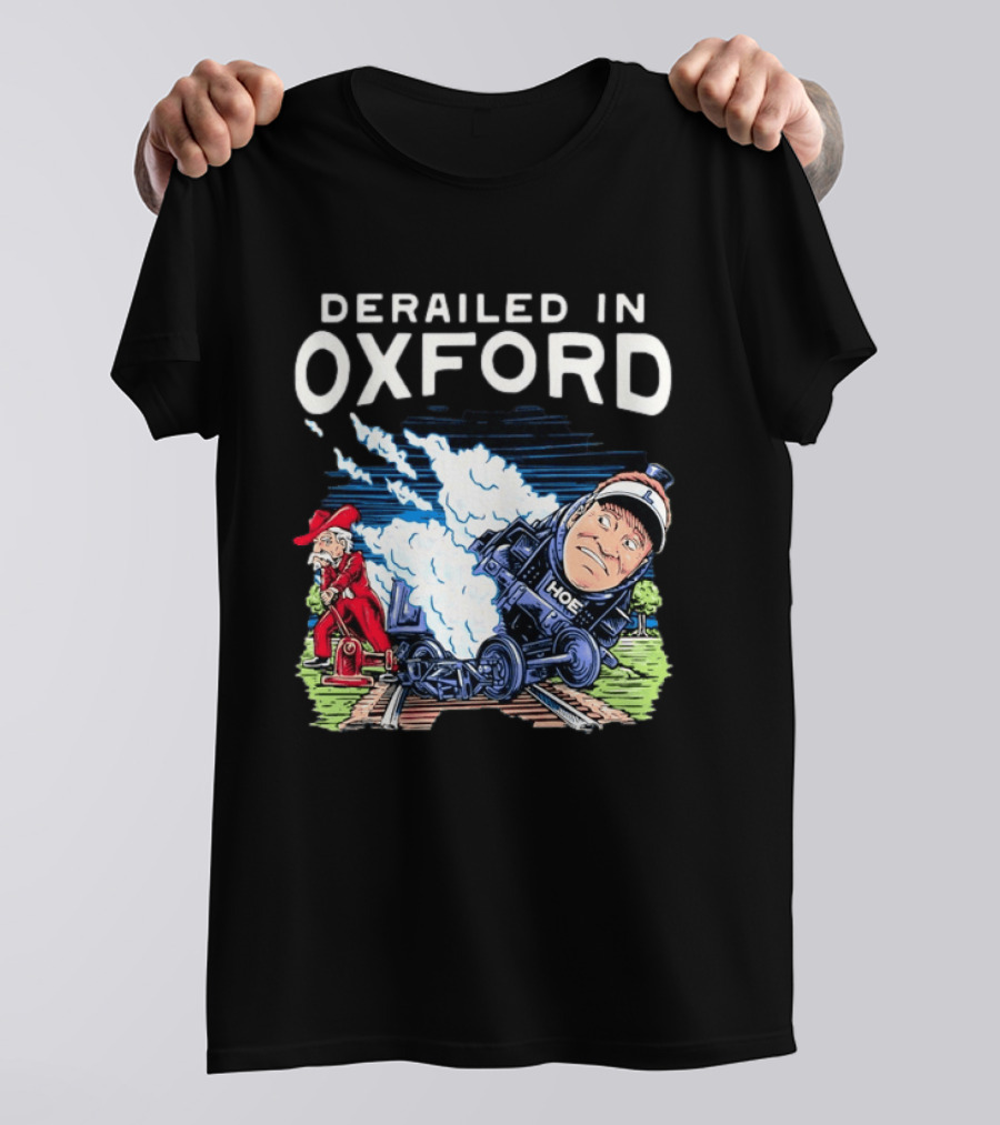 Derailed In Oxford Old Row Ole Miss Lane Kiffin Train T-Shirt